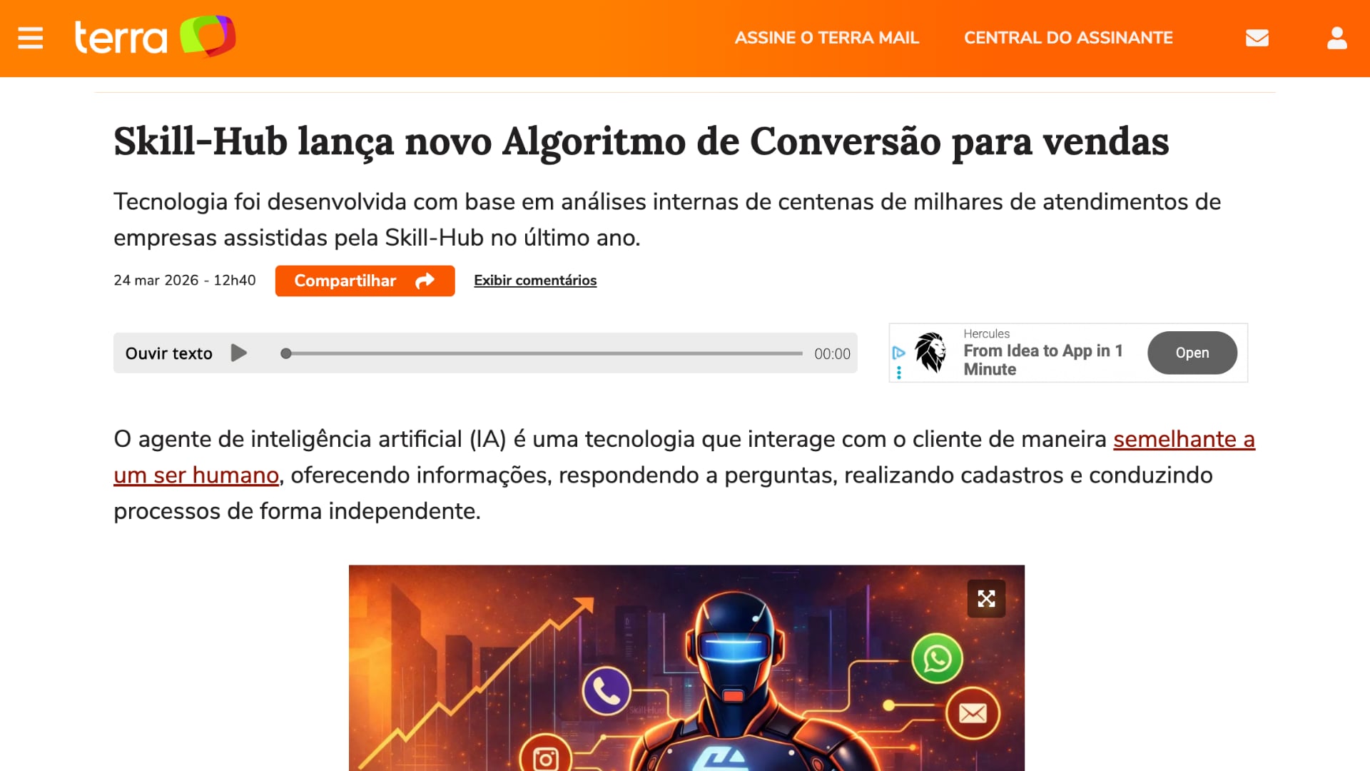 Matéria no Terra: Skill-Hub lança novo Algoritmo de Conversão para vendas