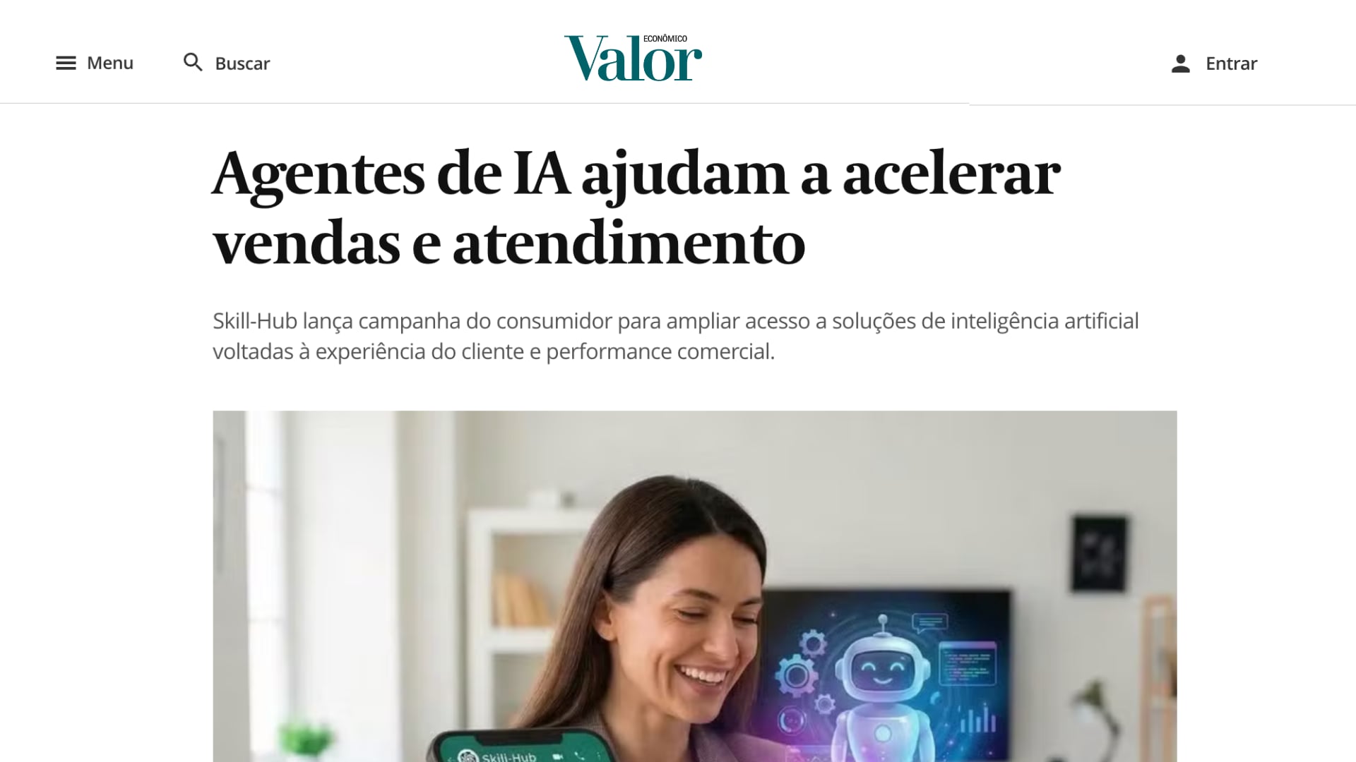Matéria no Valor Econômico: Agentes de IA ajudam a acelerar vendas e atendimento